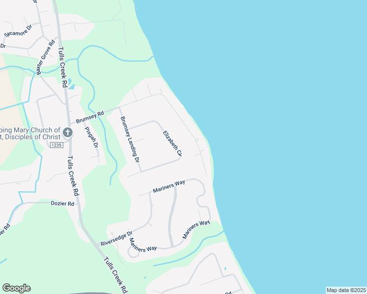 map of restaurants, bars, coffee shops, grocery stores, and more near 121 Elizabeth Circle in Moyock