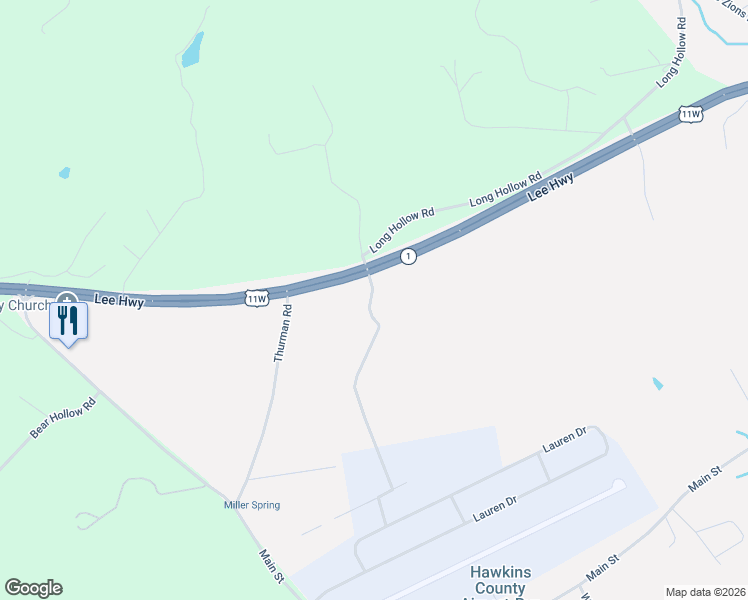 map of restaurants, bars, coffee shops, grocery stores, and more near 104 Regency Dr in Rogersville