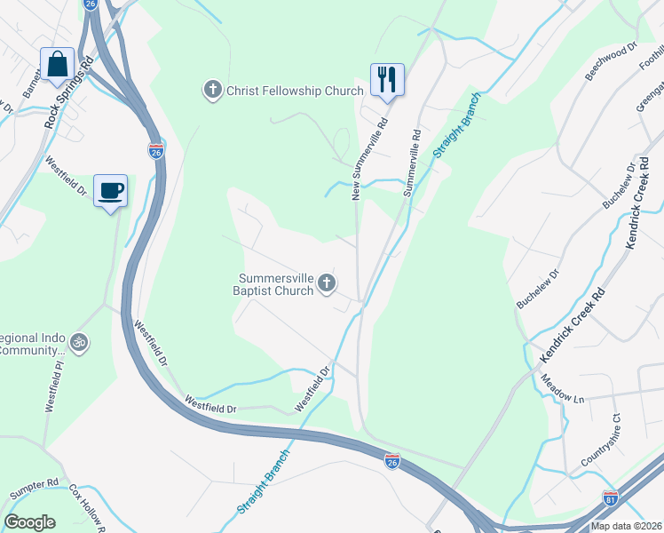 map of restaurants, bars, coffee shops, grocery stores, and more near 484 New Summerville Road in Kingsport