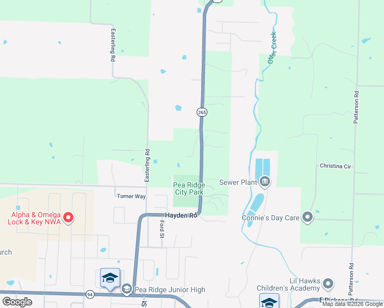 map of restaurants, bars, coffee shops, grocery stores, and more near 2749 Hayden Road in Pea Ridge