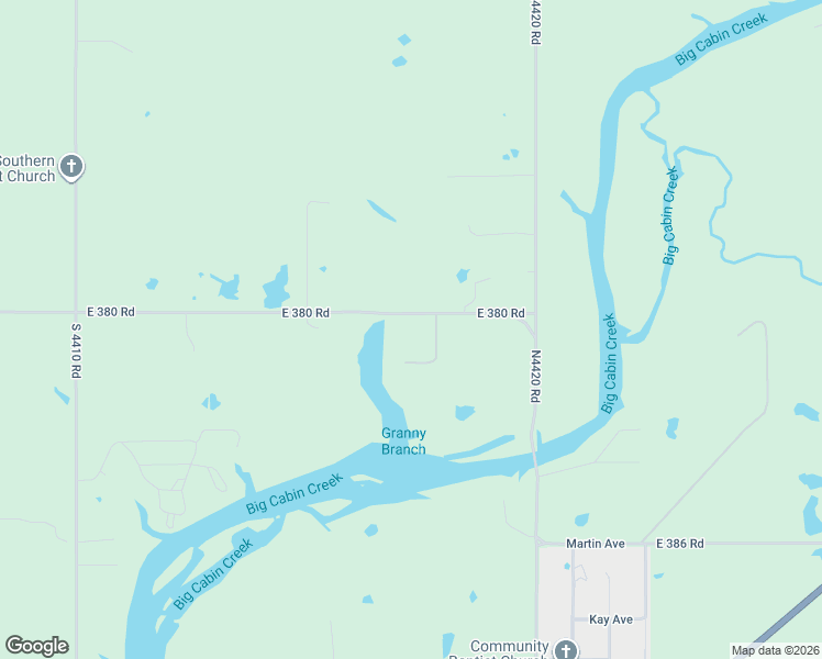 map of restaurants, bars, coffee shops, grocery stores, and more near 38037 South 4417 Road in Big Cabin