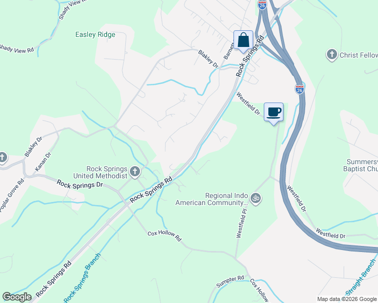 map of restaurants, bars, coffee shops, grocery stores, and more near 1648 Rock Springs Road in Kingsport