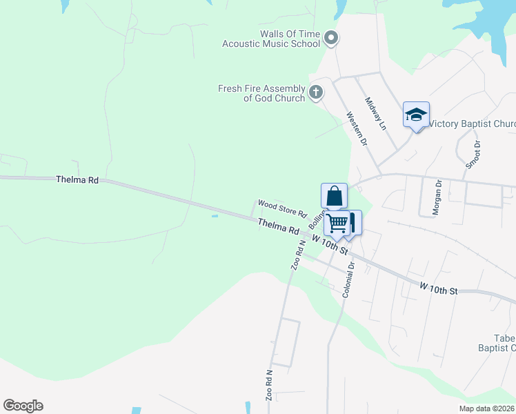map of restaurants, bars, coffee shops, grocery stores, and more near 205 Wood Store Road in Roanoke Rapids