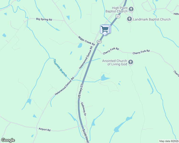 map of restaurants, bars, coffee shops, grocery stores, and more near 15464 Scott Highway in Helenwood