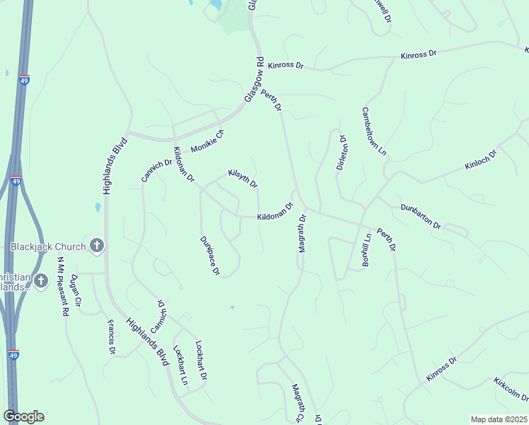 map of restaurants, bars, coffee shops, grocery stores, and more near 2 Kilsyth Drive in Bella Vista