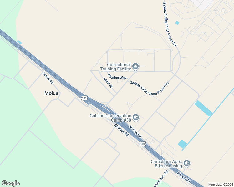 map of restaurants, bars, coffee shops, grocery stores, and more near Soledad Prison Road in Soledad