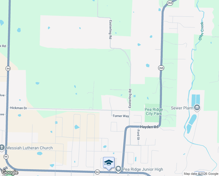 map of restaurants, bars, coffee shops, grocery stores, and more near 15743 Easterling Road in Pea Ridge