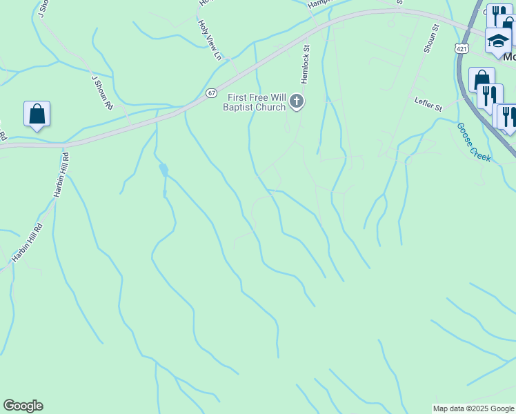 map of restaurants, bars, coffee shops, grocery stores, and more near 411 Bankers Bend in Mountain City