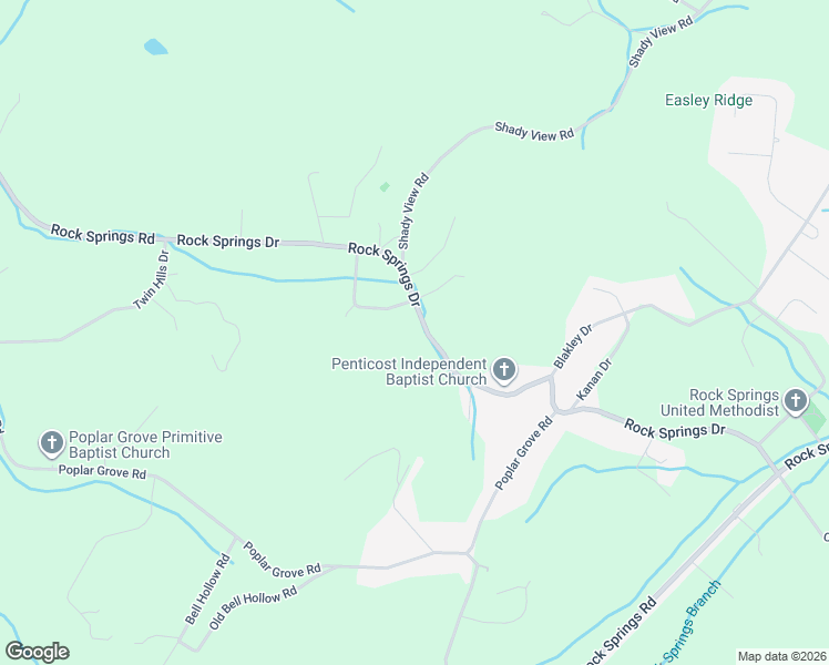 map of restaurants, bars, coffee shops, grocery stores, and more near 768 Rock Springs Drive in Kingsport