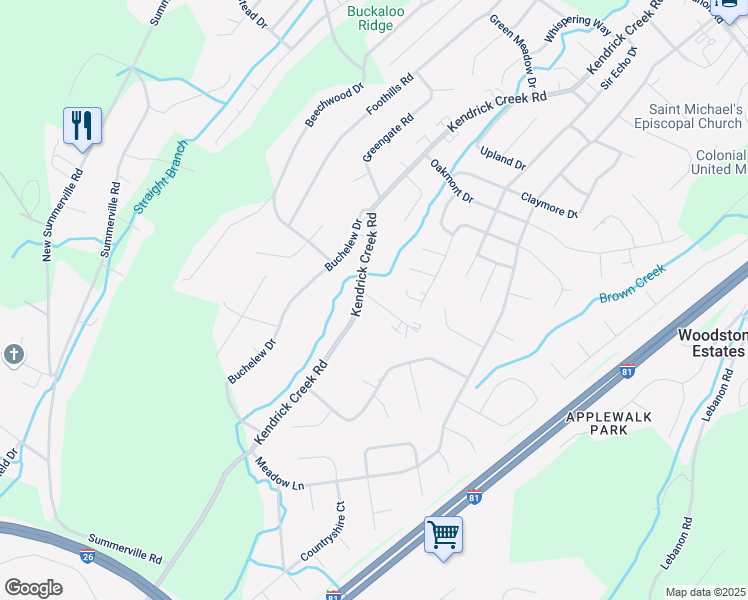 map of restaurants, bars, coffee shops, grocery stores, and more near 3123 Tiffany Court in Colonial Heights