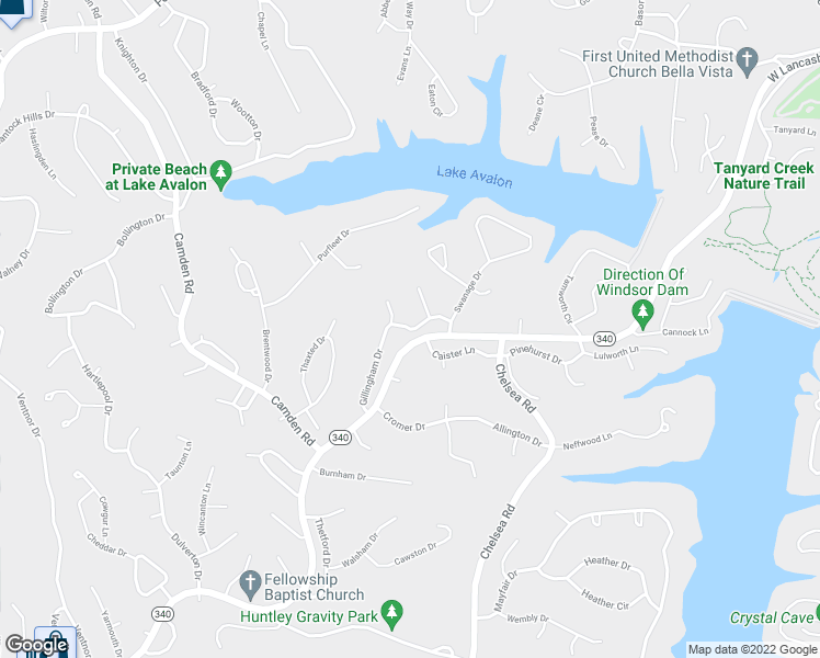 map of restaurants, bars, coffee shops, grocery stores, and more near 58 Gillingham Drive in Bella Vista