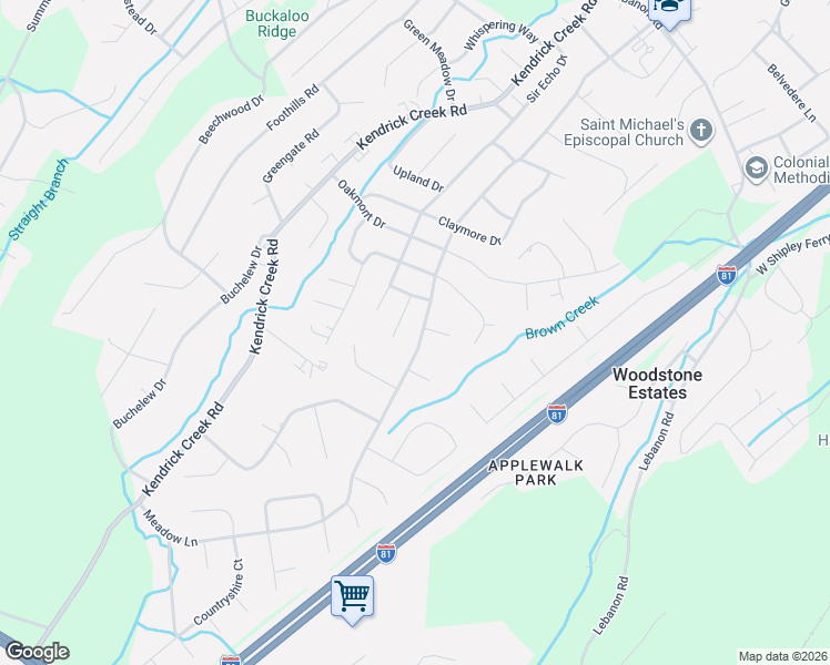 map of restaurants, bars, coffee shops, grocery stores, and more near 936 Lookout Drive in Kingsport