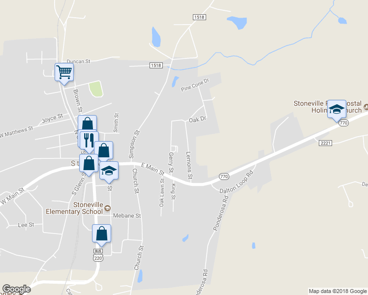 map of restaurants, bars, coffee shops, grocery stores, and more near 115 Lemons Street in Stoneville