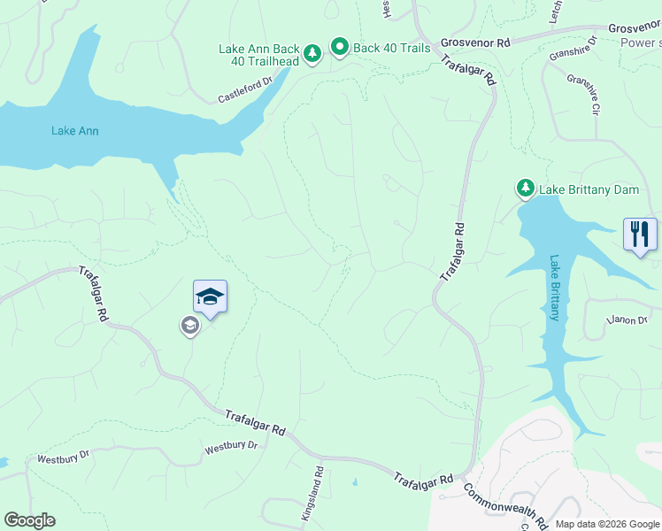 map of restaurants, bars, coffee shops, grocery stores, and more near 1 Sandhurst Drive in Bella Vista