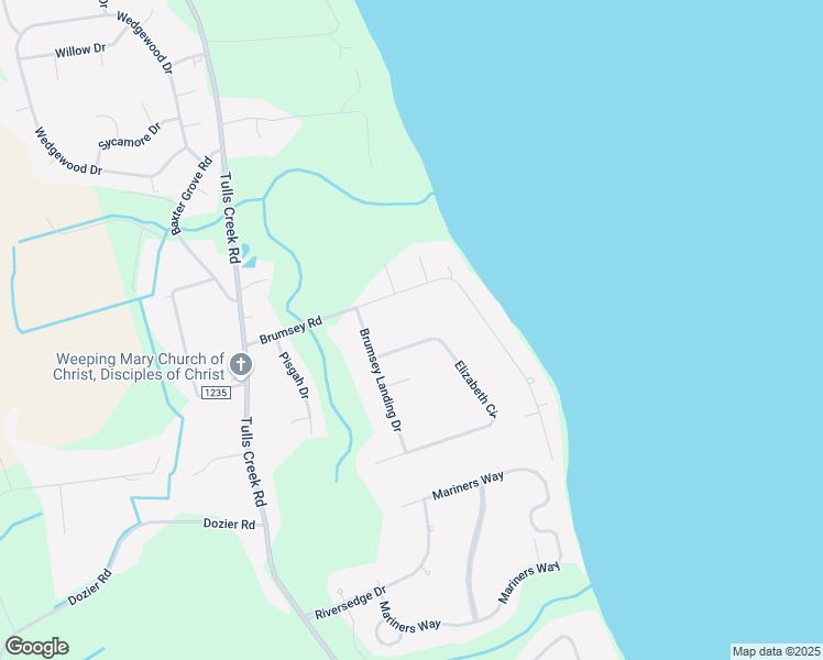 map of restaurants, bars, coffee shops, grocery stores, and more near 105 Elizabeth Circle in Moyock
