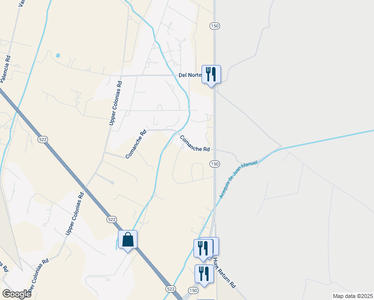 map of restaurants, bars, coffee shops, grocery stores, and more near 8 Comanche Road in El Prado