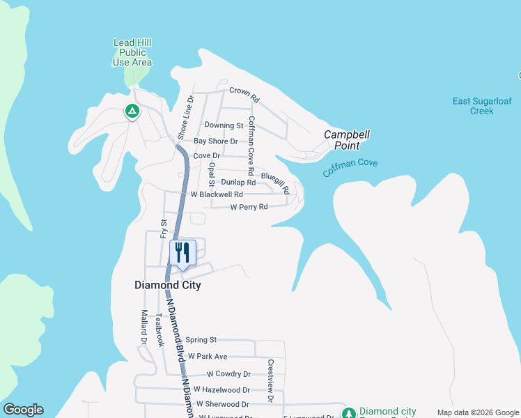 map of restaurants, bars, coffee shops, grocery stores, and more near 134 West Perry Road in Lead Hill