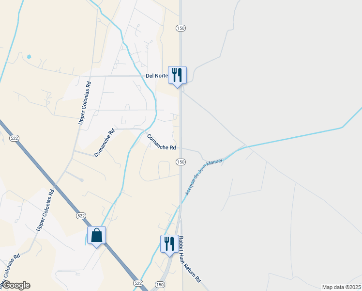 map of restaurants, bars, coffee shops, grocery stores, and more near 8 Comanche Road in El Prado