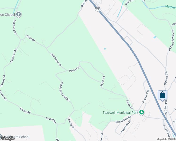 map of restaurants, bars, coffee shops, grocery stores, and more near 430 Payne Circle in Tazewell