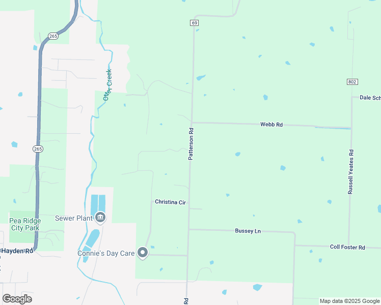 map of restaurants, bars, coffee shops, grocery stores, and more near 3106 Patterson Road in Pea Ridge