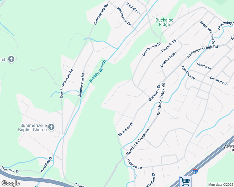 map of restaurants, bars, coffee shops, grocery stores, and more near 2321 Colonial View Road in Kingsport