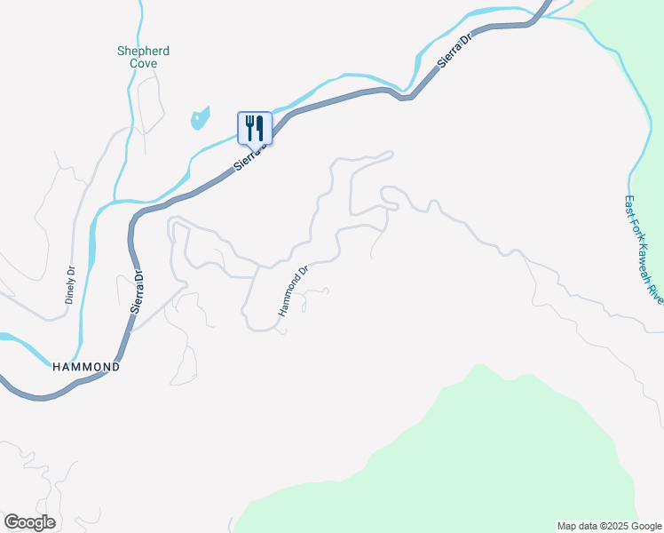 map of restaurants, bars, coffee shops, grocery stores, and more near 45352 Hammond Drive in Three Rivers