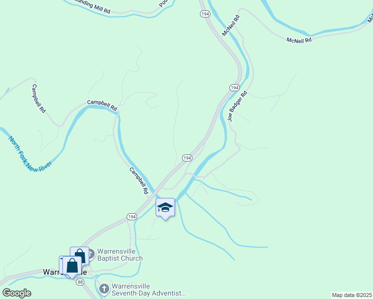 map of restaurants, bars, coffee shops, grocery stores, and more near 124 Denny Hollow Road in Warrensville