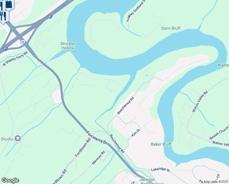 map of restaurants, bars, coffee shops, grocery stores, and more near 4035 Lakewood Drive in Kingsport