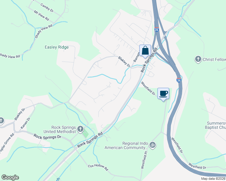map of restaurants, bars, coffee shops, grocery stores, and more near 1028 Fiddlers Way in Kingsport