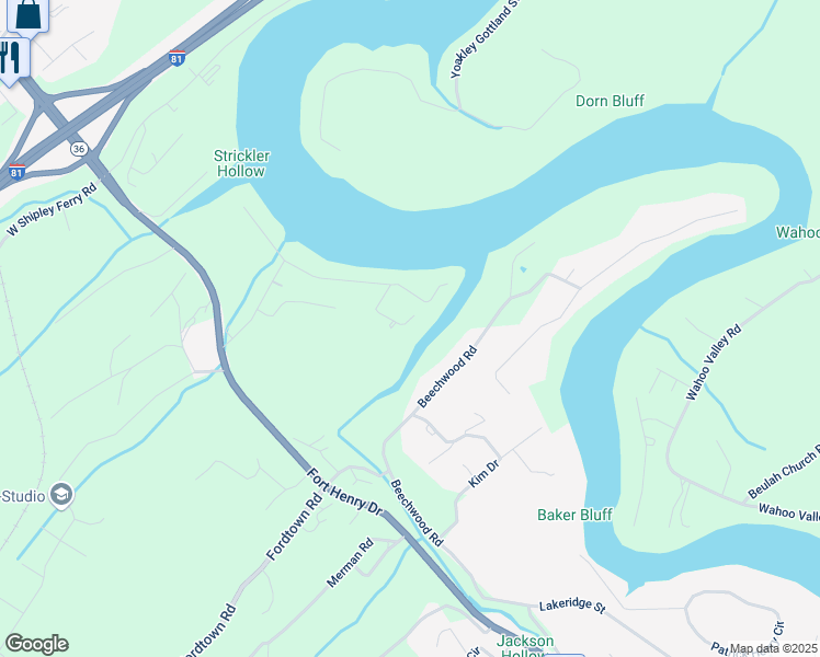 map of restaurants, bars, coffee shops, grocery stores, and more near 4035 Lakewood Drive in Kingsport