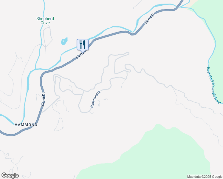 map of restaurants, bars, coffee shops, grocery stores, and more near 45352 Hammond Drive in Three Rivers