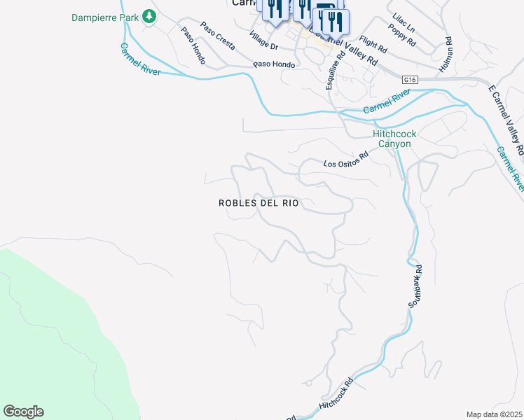 map of restaurants, bars, coffee shops, grocery stores, and more near 170 Calle De Los Agrinemsors in Carmel Valley