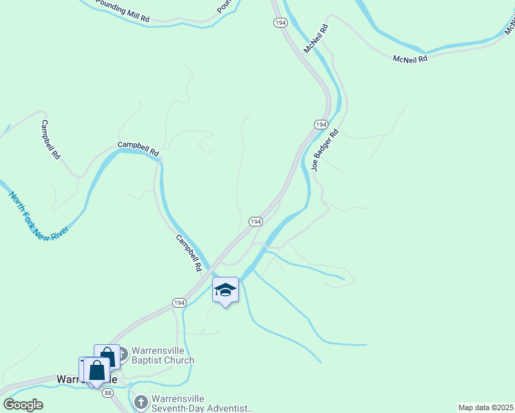 map of restaurants, bars, coffee shops, grocery stores, and more near 124 Denny Hollow Road in Warrensville