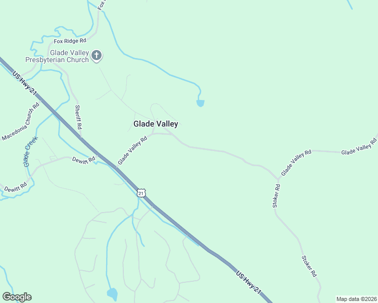 map of restaurants, bars, coffee shops, grocery stores, and more near 460 Glade Valley Road in Glade Valley