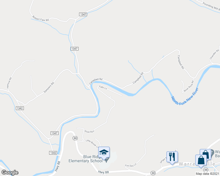 map of restaurants, bars, coffee shops, grocery stores, and more near 649 Falls Lane in Warrensville