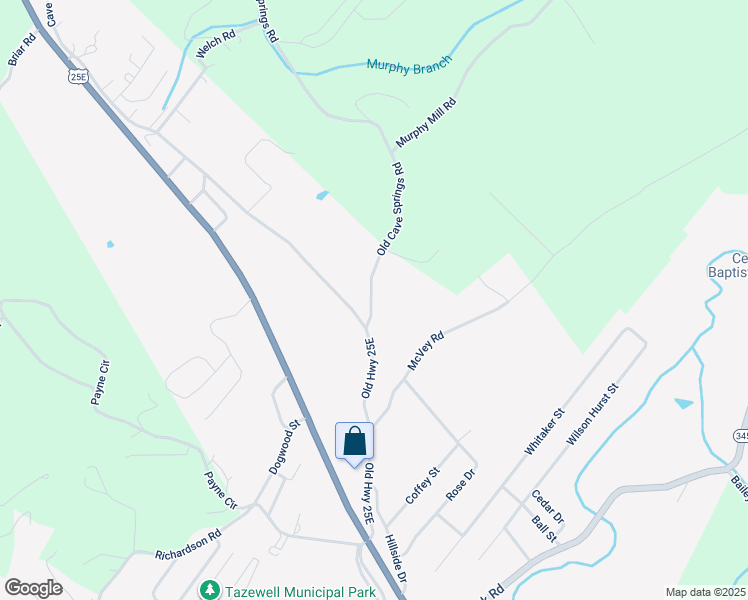 map of restaurants, bars, coffee shops, grocery stores, and more near 136 Old Cave Springs Road in Tazewell