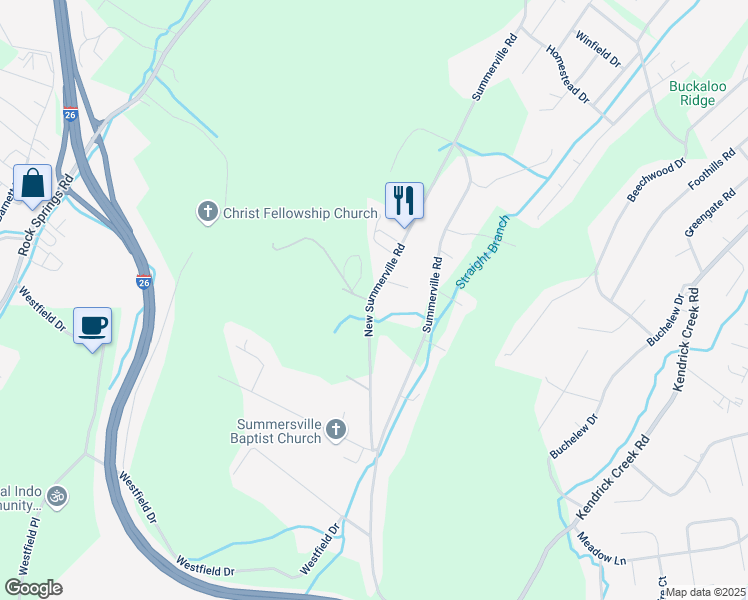 map of restaurants, bars, coffee shops, grocery stores, and more near 387 New Summerville Road in Kingsport