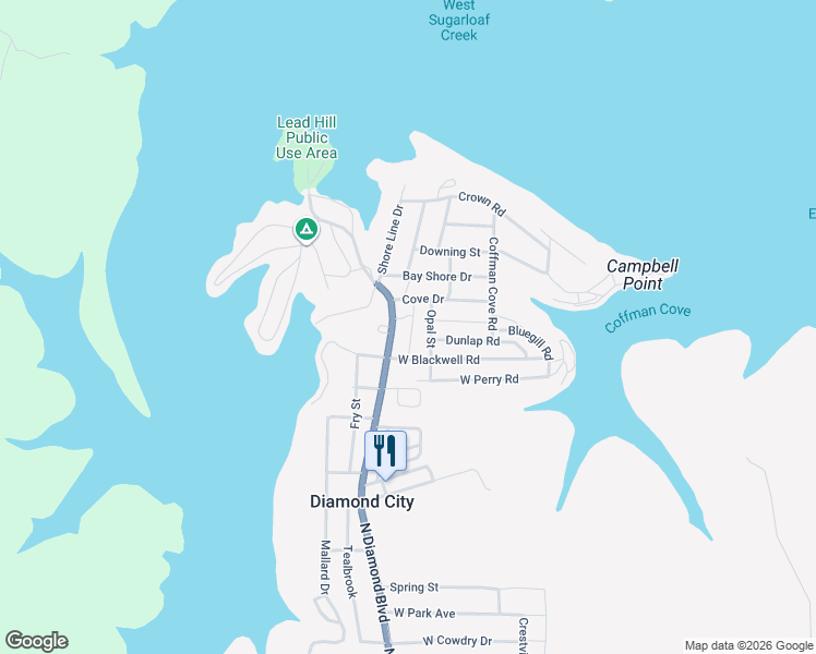 map of restaurants, bars, coffee shops, grocery stores, and more near 1406 North Diamond Boulevard in Diamond City