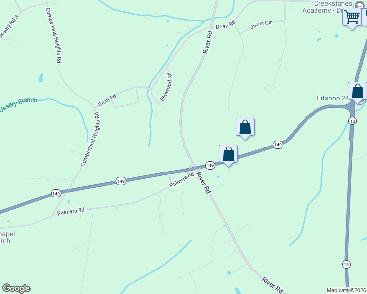 map of restaurants, bars, coffee shops, grocery stores, and more near 1944 River Road in Clarksville