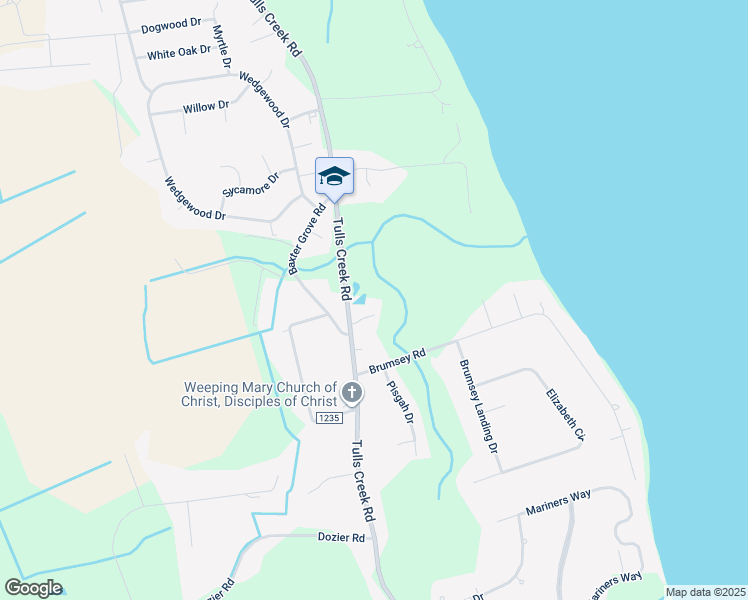 map of restaurants, bars, coffee shops, grocery stores, and more near 2297 Tulls Creek Road in Moyock