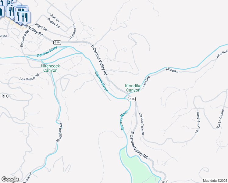 map of restaurants, bars, coffee shops, grocery stores, and more near 29 Wawona Road in Carmel Valley