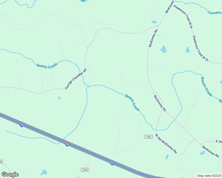 map of restaurants, bars, coffee shops, grocery stores, and more near 215 Beech Creek Trail in Mount Airy