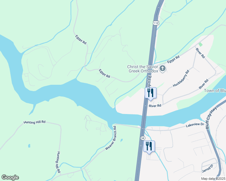 map of restaurants, bars, coffee shops, grocery stores, and more near 513 Melissa Court in Bluff City