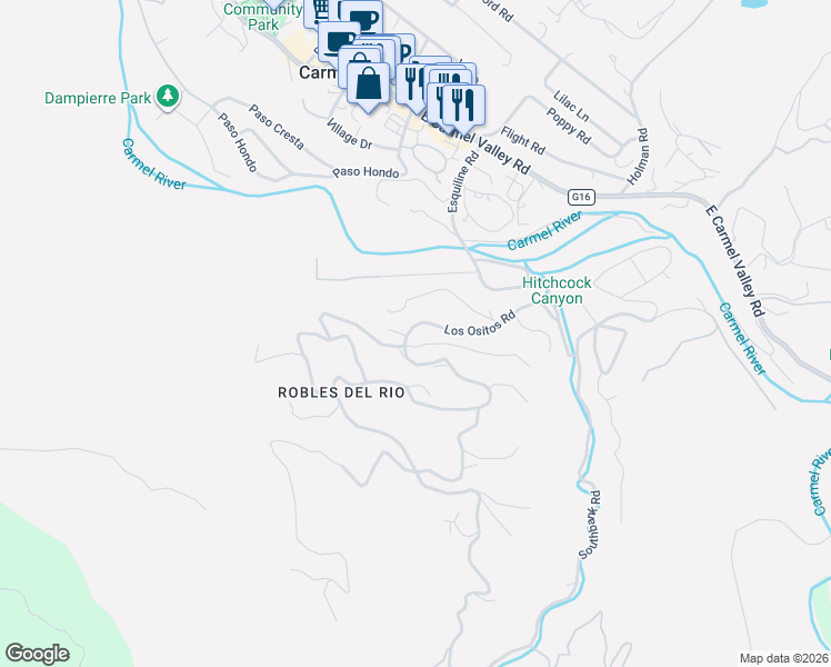 map of restaurants, bars, coffee shops, grocery stores, and more near 9 Buena Vista Del Rio in Carmel Valley