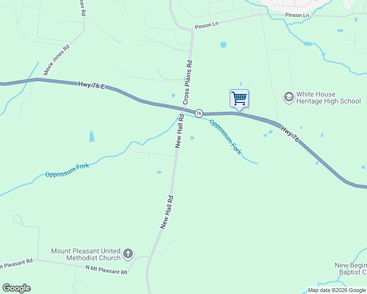 map of restaurants, bars, coffee shops, grocery stores, and more near 3381 New Hall Road in Greenbrier