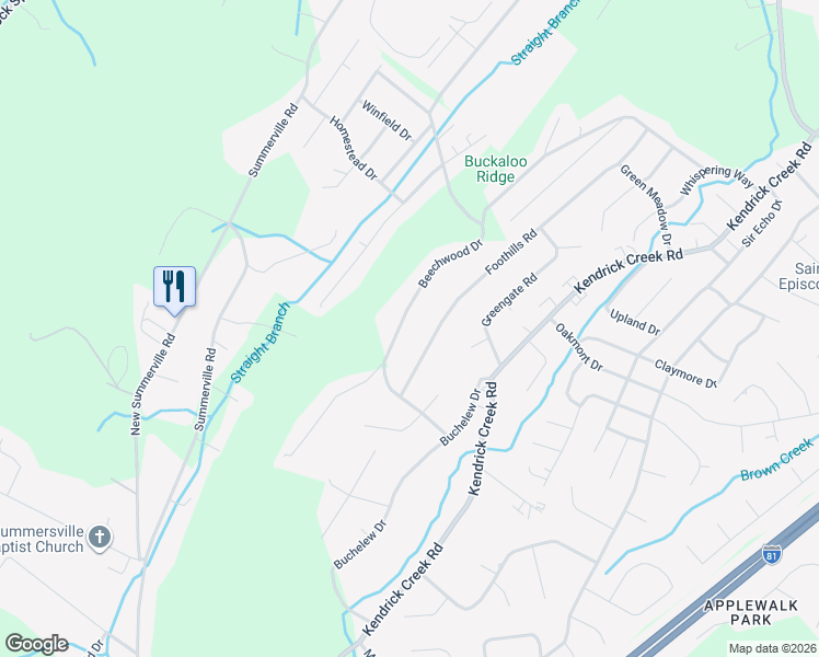 map of restaurants, bars, coffee shops, grocery stores, and more near 754 Foothills Rd in Kingsport