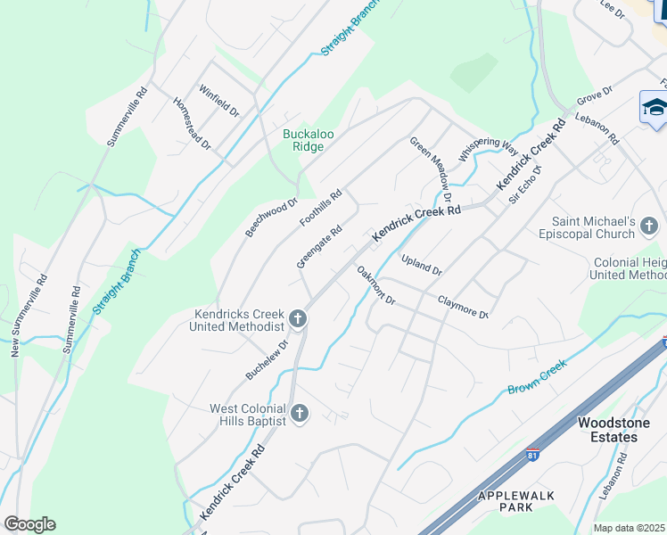 map of restaurants, bars, coffee shops, grocery stores, and more near 952 Kendrick Creek Road in Kingsport