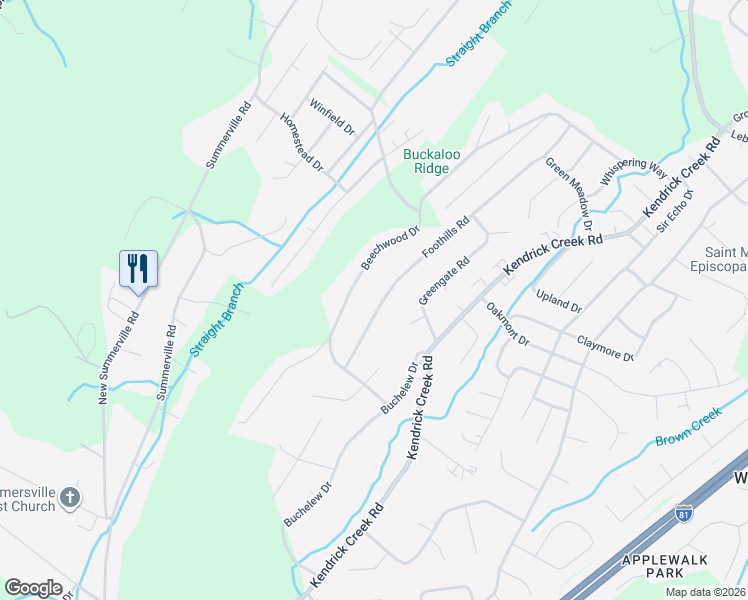 map of restaurants, bars, coffee shops, grocery stores, and more near 754 Foothills Rd in Kingsport