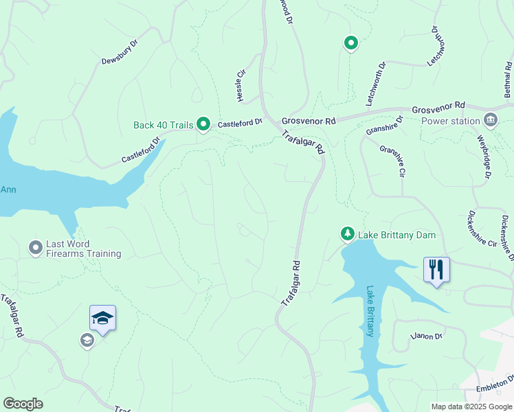 map of restaurants, bars, coffee shops, grocery stores, and more near 11 Candover Circle in Bella Vista