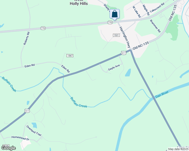 map of restaurants, bars, coffee shops, grocery stores, and more near 2100 North Carolina 135 in Eden